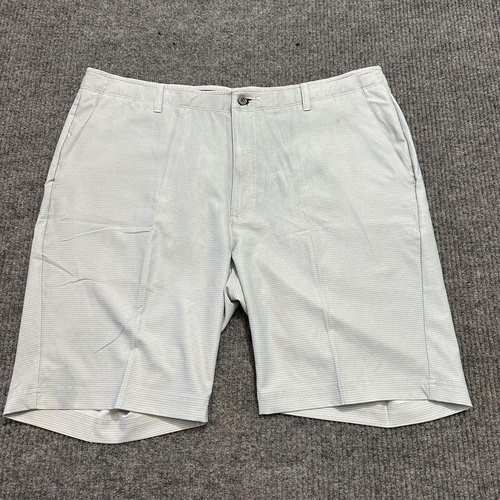 Pebble Beach Mens Shorts Size 40 Striped Polyester Stretch Outdoor Mid Rise